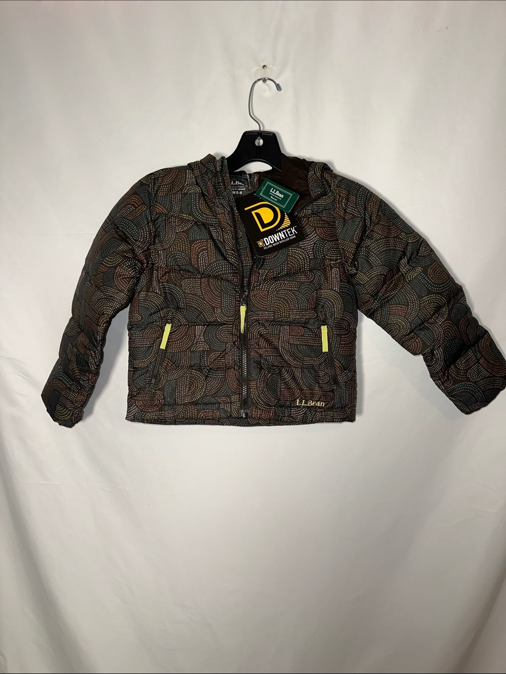L.L. Bean Kids' Brown Multicolor Patterned Down Puffer Jacket